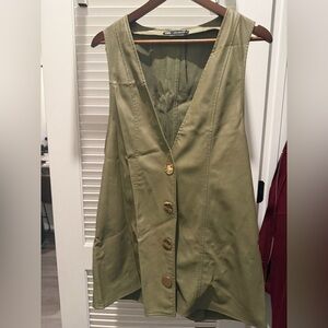 Olive Green Button-Down Vest dress